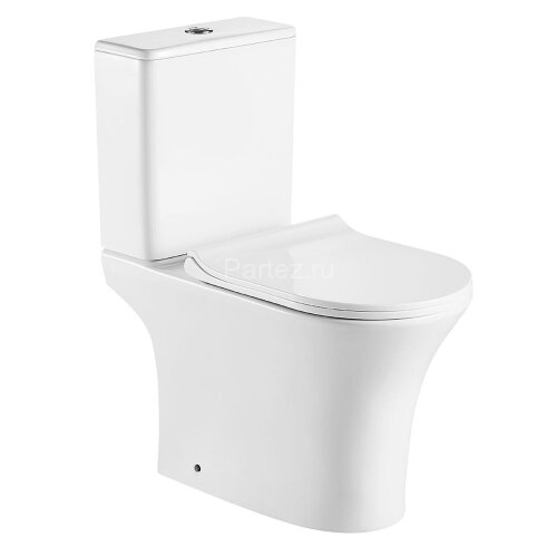 Унитаз-компакт AZARIO FRETTA ROUND 650x340x790 напольный, безободковый в комплекте с бачком и сиденьем микролифт (AZ-7121)