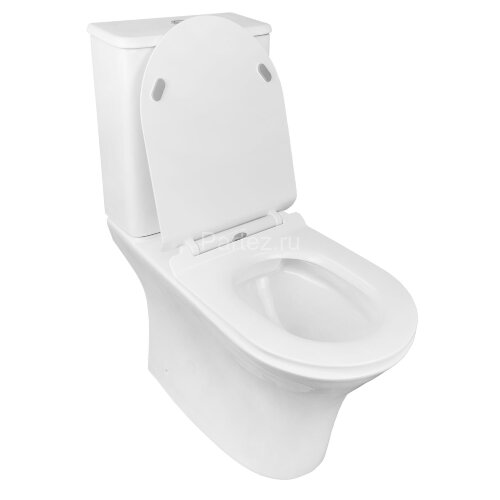 Унитаз-компакт AZARIO FRETTA ROUND 650x340x790 напольный, безободковый в комплекте с бачком и сиденьем микролифт (AZ-7121)