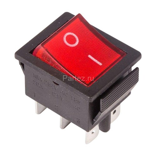 Выключатель клавишный 250В 15А (6с) ON-ON с подсветкой (RWB-506; SC-767) красн. Rexant 36-2350
