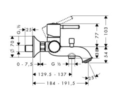14140000 Talis Classic Смеситель для ванны, однорычажный, ½’