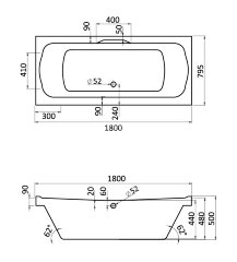 Ванна акриловая Santek Корсика прямоугольная 180х80, белая