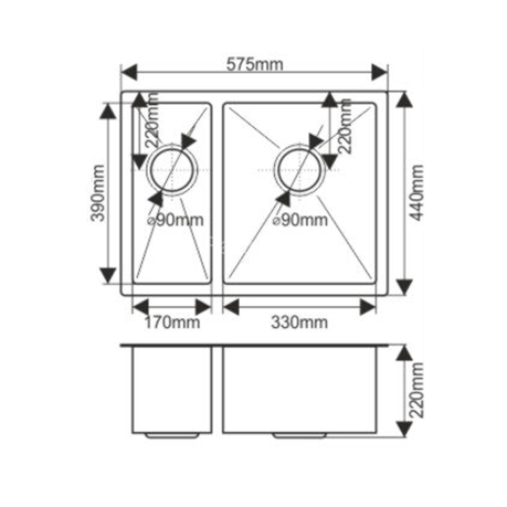 Мойка H57544 MELANA ProfLine 3,0/200 САТИН врезная прямоугольная с коландером H57544