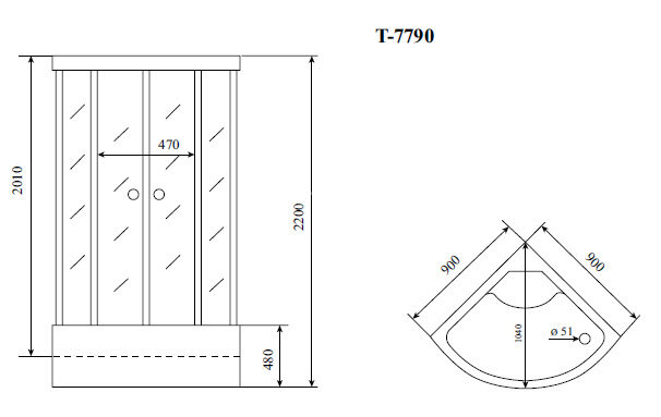Timo Lux T-7790 Р душевая кабина (90*90*220), шт