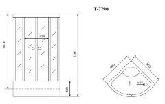Timo Lux T-7790 Р душевая кабина (90*90*220), шт