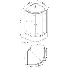 Душевая кабина Loranto 100х100х215 поддон 25 см черный кирпичный узор, серое стекло 4мм профиль черный (CS-6610-25GB 100)