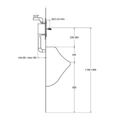 Встраиваемый смывной напорный клапан Ideal Standard для писсуаров, G1/2&quot; с задней подводкой, с кнопк