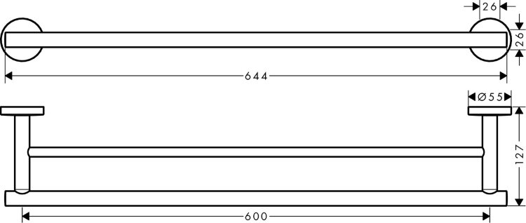 Держатель для банных полотенец Hansgrohe Logis Universal двойной, хром (41712000)