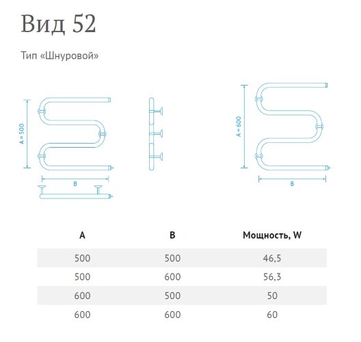 Полотенцесушитель электрический Маргроид "Вид 52" 50х60, универсальное подключение, хром