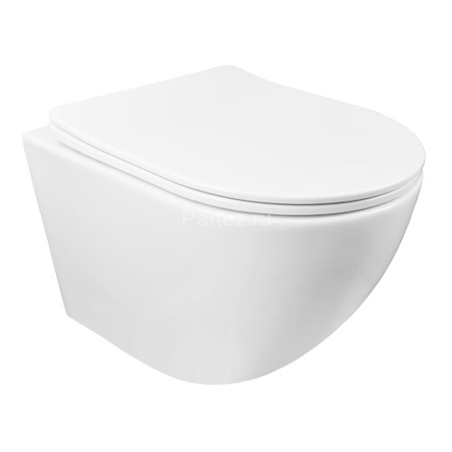 Унитаз подвесной Azario Grado 490х370х370 безободковый, в комплекте с сидением микролифт, белый (AZ-