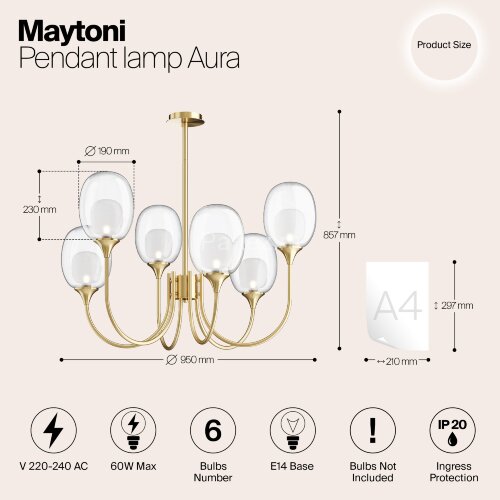 Потолочная люстра Maytoni MOD016PL-06BS
