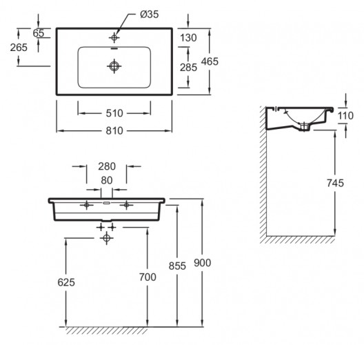 Раковина Jacob Delafon Vox 80 810х465х110 белая (EXAE112-00)