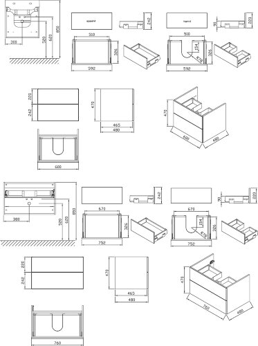 Шкаф под раковину Ravak Rosa II, 76*49*47 см, подвесной, белый (X000001293)