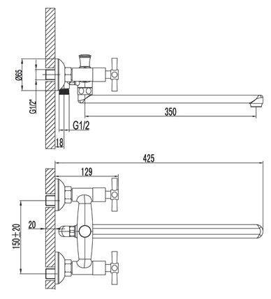 Смеситель для ванны Lemark Neo LM2201C