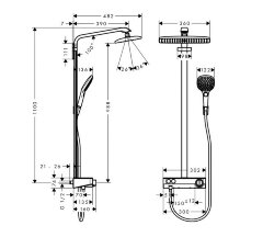 27288400 Raindance Select E 360 1jet ST Showerpipe, белый/хром