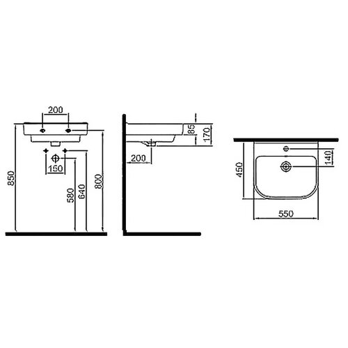 Раковина подвесная KALE LOFT 550х450 керамика (310200200445)