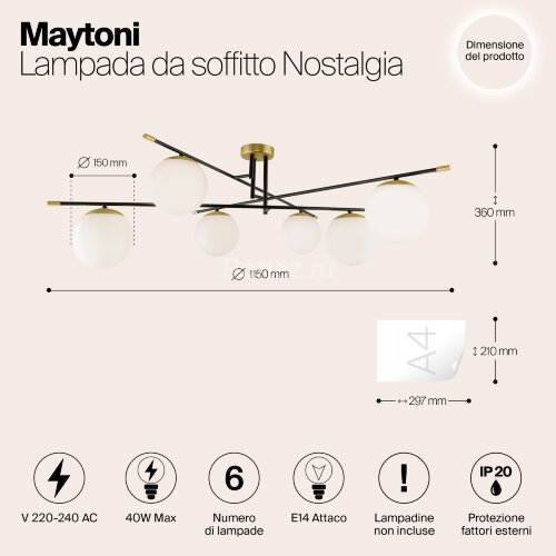 Потолочная люстра Maytoni MOD048CL-06G