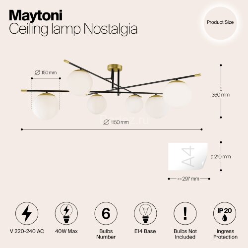 Потолочная люстра Maytoni MOD048CL-06G