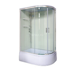 Душевая кабина Loranto NEO 120x80x(170+38) левая, с высоким поддоном 38см, прозрачное закаленное стекло 4 мм, задние стеклянные стенки белые, с двумя 