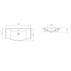 Раковина накладная Lapino BASIC 90 (90X45X17,5), белая