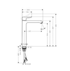 31184000 Metris Смеситель для раковины в форме таза, однорычажный, 260