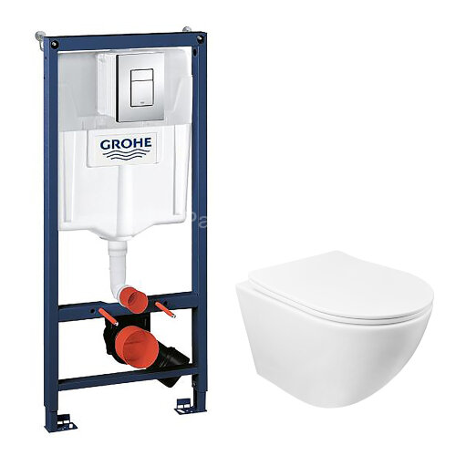 Сет 3 в 1 инсталляция Grohe Rapid SL с клавишей смыва + подвесной унитаз Azario Grado с быстросъемны