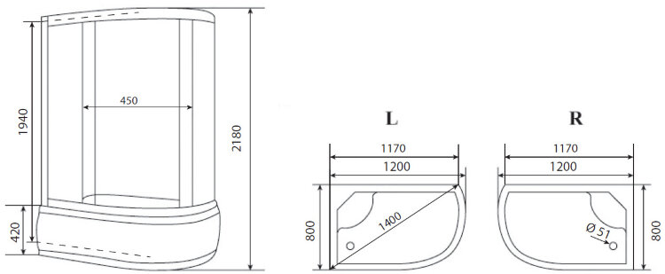 Timo eco TE-0720 R душевая кабина (120*80*218), шт