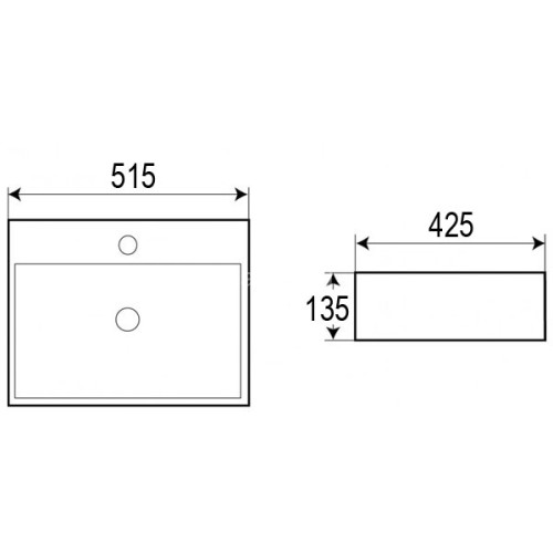 Раковина накладная Azario 515x425x135 прямоугольная, белый (AZ-2173-S SP)