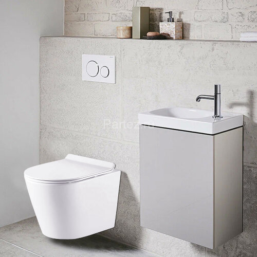 Унитаз подвесной AZARIO FONTI 535x365x310 безободковый, в комплекте с сиденьем микролифт, белый (AZ-