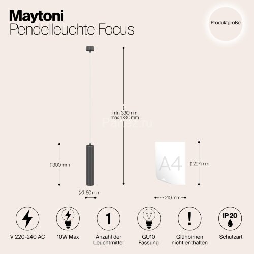 Подвесной светильник Maytoni P075PL-01B
