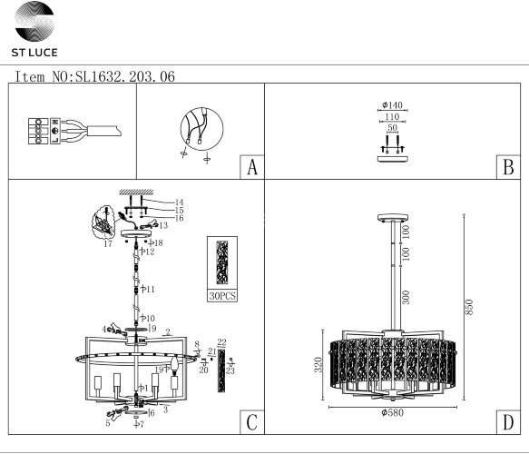 Подвесная люстра ST Luce SL1632.203.06