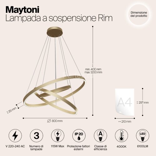Подвесной светильник Maytoni MOD058PL-L100BS4K