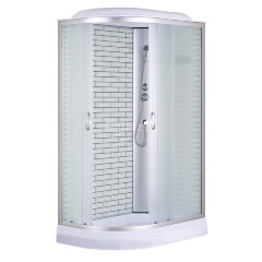 Душевая кабина Loranto SUNWAY 120х80х215 правосторонняя, поддон 13см, белый кирпичный узор, матовое стекло 4мм, профиль хром (CS6612013RFW120)