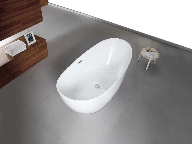Ванна акриловая Azario GLASGOW 1700х800х665, свободностоящая, в комплекте с сифоном и металлической 