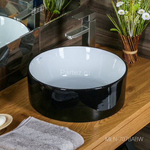 Накладная раковина melana mln-7078abw (черно-белая)