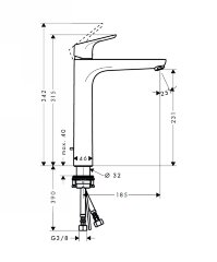 31531000 Focus Смеситель для раковины 230, однорычажный, с донным клапаном