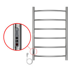 Полотенцесушитель электрический AZARIO VERONA 500/800 6 секций, диммер слева, хром (AZ04758)