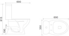 Унитаз-компакт Azario AZ-2037-P 690х345х810 напольный, с быстросъемным сиденьем микролифт, белый (AZ