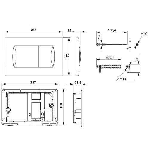 Кнопка смыва Roca Active 62B черный матовый (8901160B6)