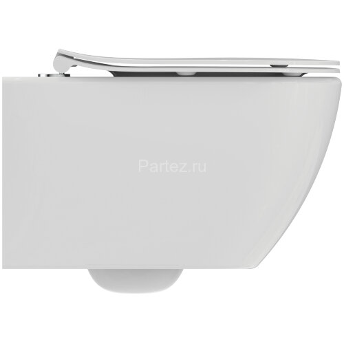 Унитаз подвесной Ideal Standard TESI Rimless+ 365х535х400 безободковый, с сиденьем и крышкой микроли