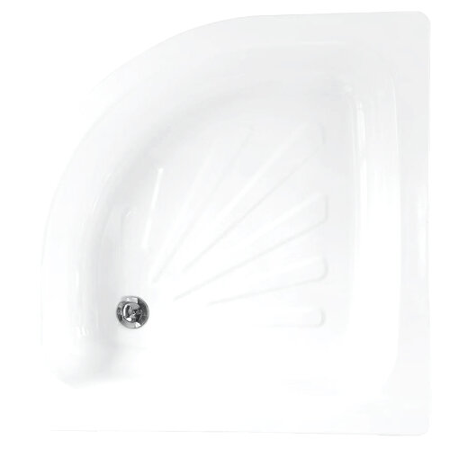 Поддон Loranto стальной, полукруглый 90х90х15 толщина стали 0,9 мм, отверстие для слива 5 см, белый (LG900C)