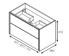 Z_RONDA Модуль д/раковины 800 мм, белый глянец/антрацит (подходит раковина Gap)
