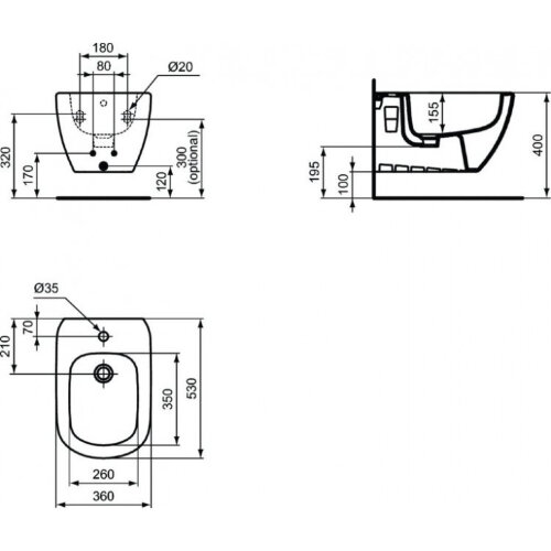 Биде подвесное Ideal Standard Tesi (T3552V3)