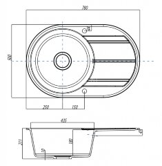 Кухонная мойка AQUATON Амира, песочный (1A712932AI220)