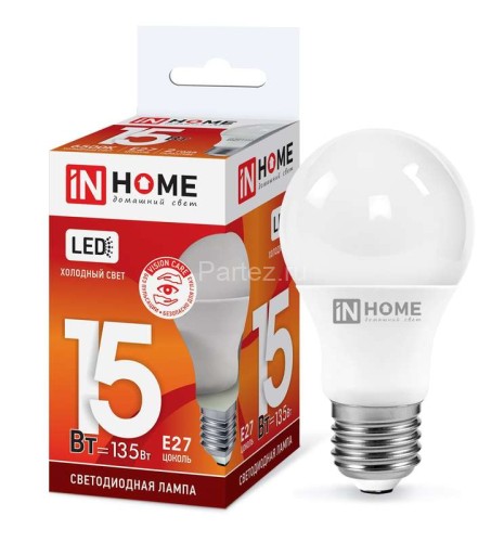 Лампа светодиодная LED-A60-VC 15Вт грушевидная 6500К холод. бел. E27 1430лм 230В IN HOME 46906120202