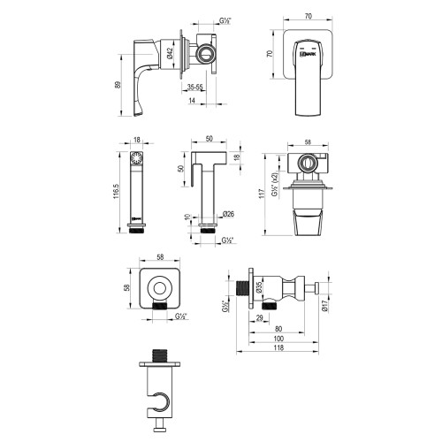 Смеситель Lemark Ursus LM7219BG с гигиеническим душем встраиваемый