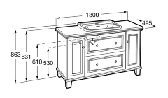 Z_CARMEN Модуль 1300 мм д/раковины врезной 600 мм, Satin White
