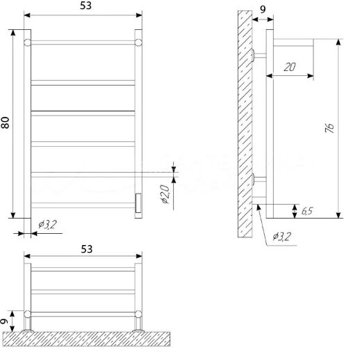 Полотенцесушитель электрический ДВИН Fj neo 80/50 Электрический К диммер, полированный (465776384941