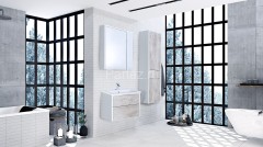 Шкаф-колонна Roca Ronda 32 L, 32 см, левый, бетон/белый глянец (Z.RU93.0.300.5)