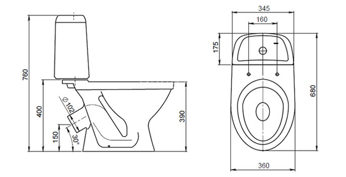 Унитаз-компакт Santeri Прайм напольный с сидением стандарт (1.P205.4.S00.00B.F)