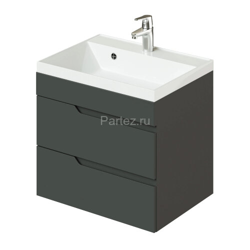 Комплект тумба Итана Alexa 60 (600х450х560) подвесная, с раковиной Clarissa 60, графит (CS00093214)